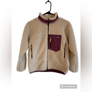 Patagonia Kids' Retro-X Deep Pile Fleece Jacket Natural Oatmeal Purple MEDIUM 10